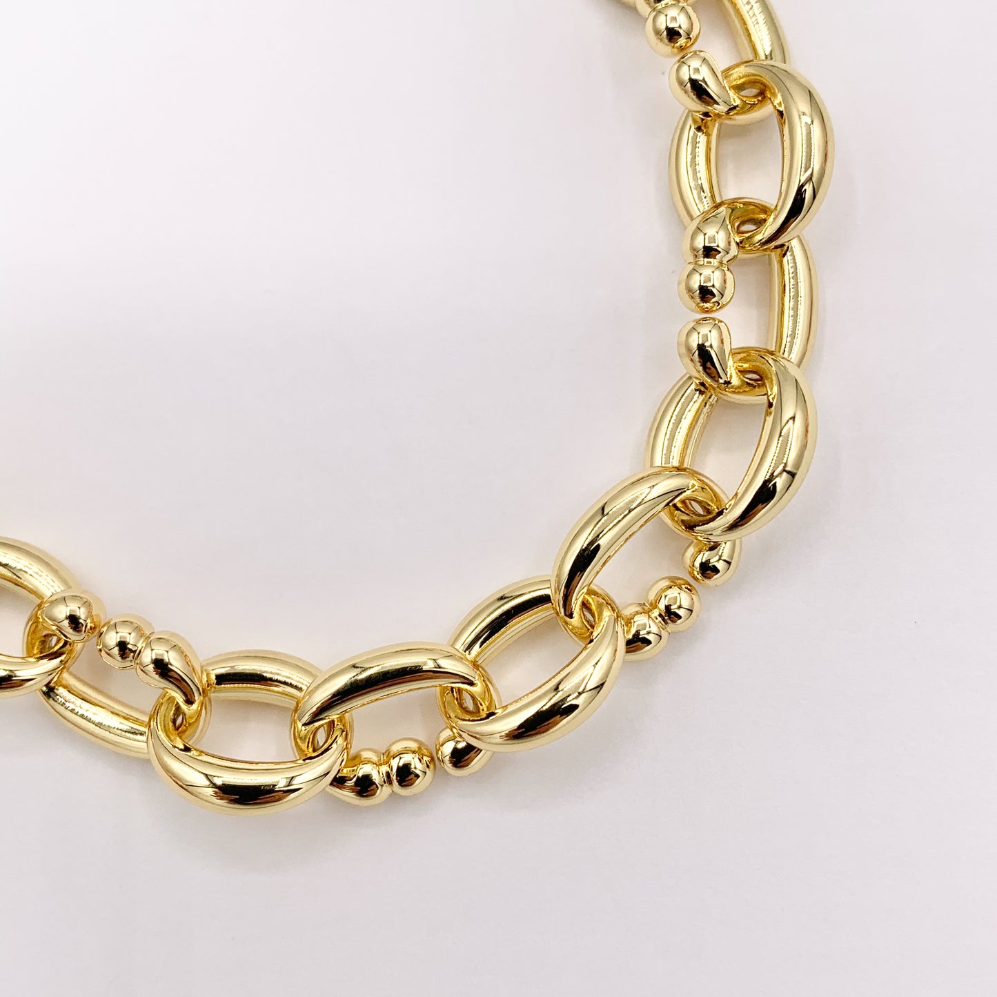 Chunky Oval Link Necklace 18K Gold Plated Copper Finished Necklace 17" + 1.5" Extension Link