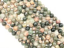 Load image into Gallery viewer, Green Sakura Chalcedony Round Smooth Shiny Natural Gemstone Beads 15&quot;-16&quot;
