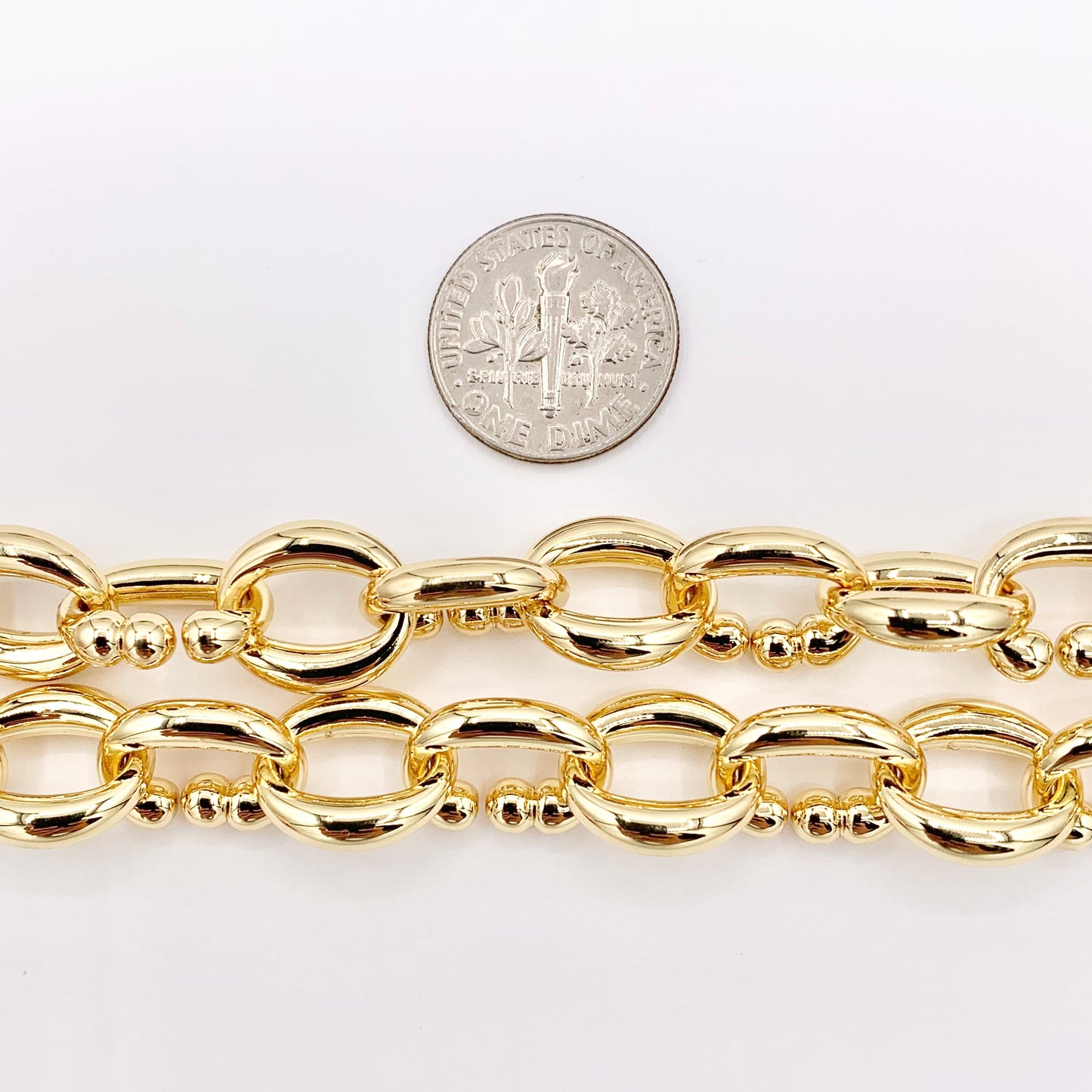 Chunky Oval Link Necklace 18K Gold Plated Copper Finished Necklace 17" + 1.5" Extension Link