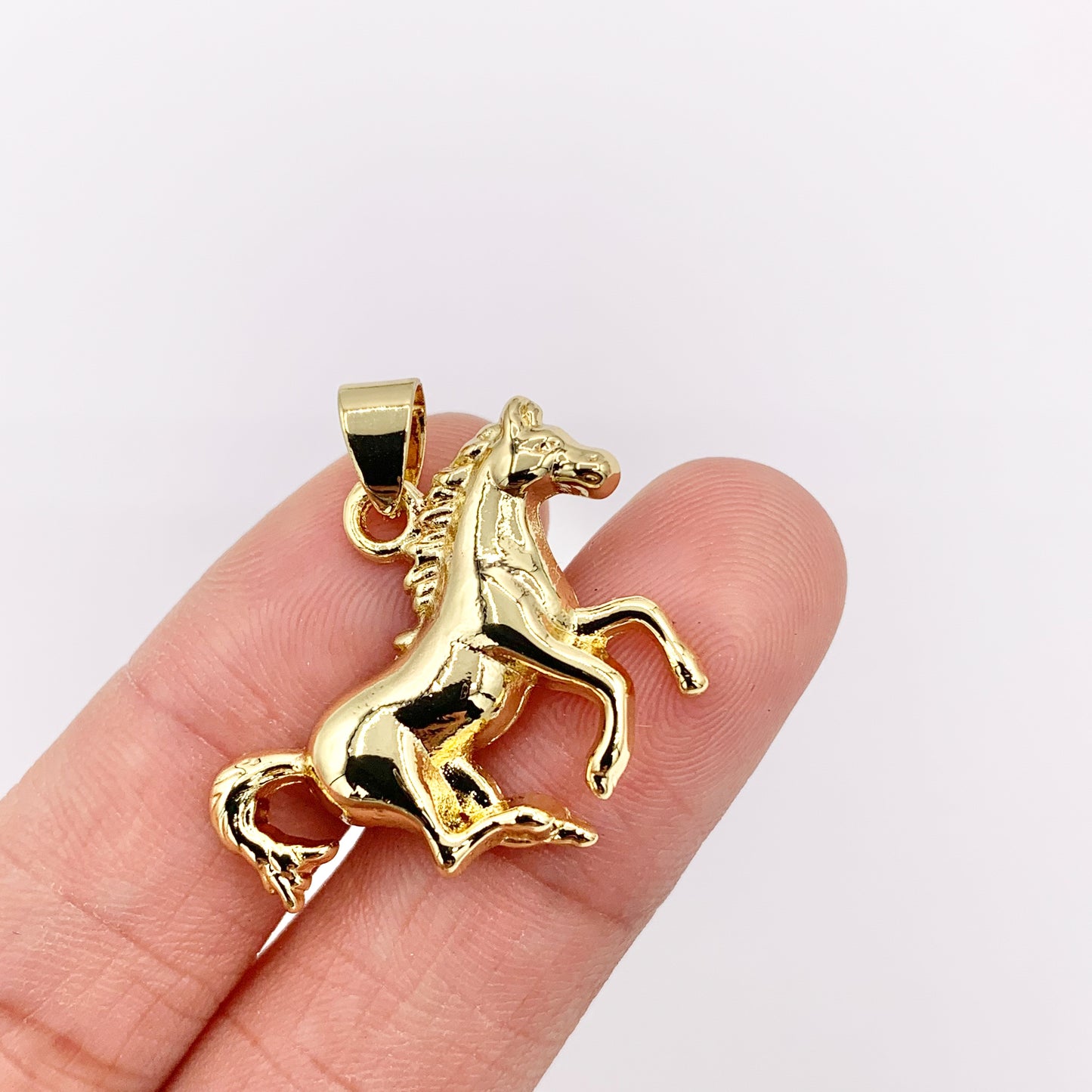 One Sided 3D Horse Charm in Real 18K Gold/Silver Plated Over Copper 10 PCS