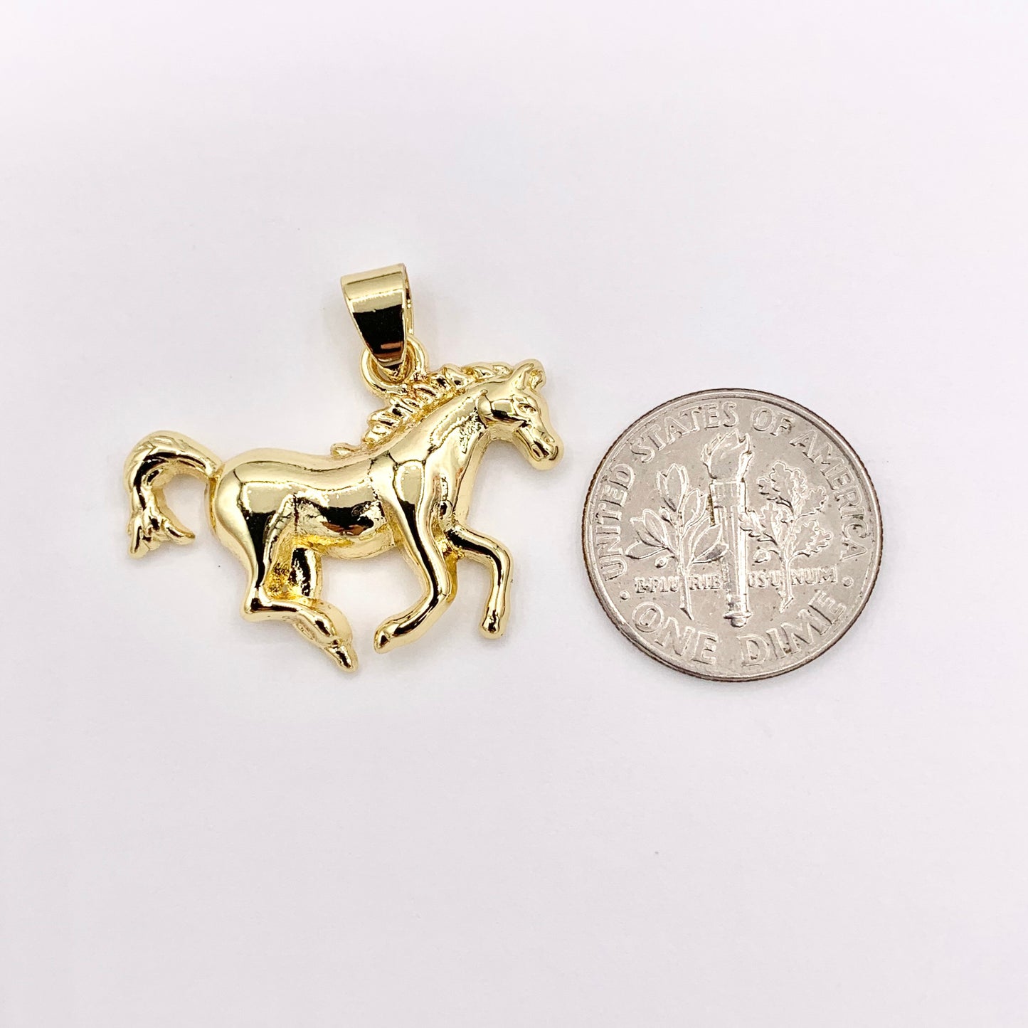One Sided 3D Horse Charm in Real 18K Gold/Silver Plated Over Copper 10 PCS