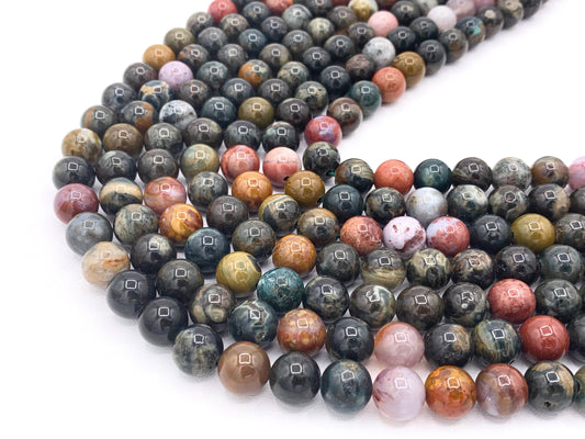 Tanzanian Ocean Jasper Round Smooth Shiny Natural Gemstone Beads For Men/Women's Jewelry Making 15"-16" 6mm 8mm 10mm