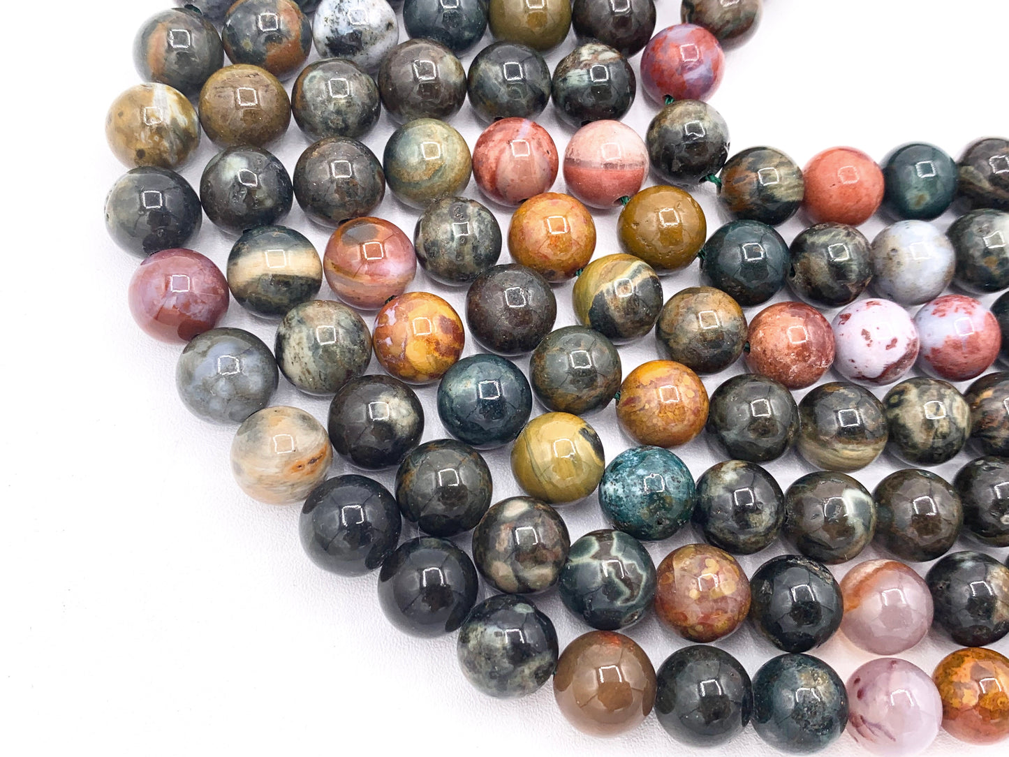 Tanzanian Ocean Jasper Round Smooth Shiny Natural Gemstone Beads For Men/Women's Jewelry Making 15"-16" 6mm 8mm 10mm
