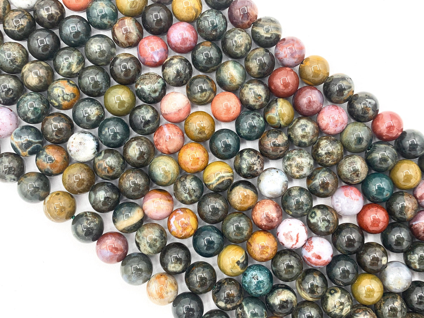 Tanzanian Ocean Jasper Round Smooth Shiny Natural Gemstone Beads For Men/Women's Jewelry Making 15"-16" 6mm 8mm 10mm