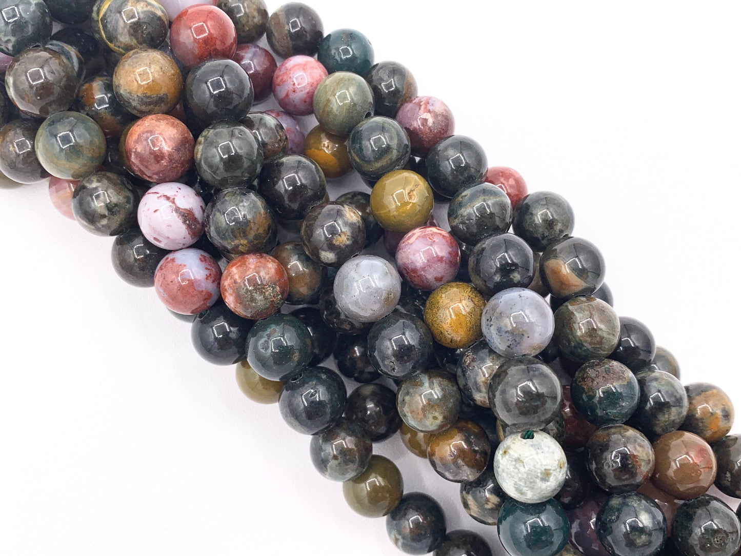 Tanzanian Ocean Jasper Round Smooth Shiny Natural Gemstone Beads For Men/Women's Jewelry Making 15"-16" 6mm 8mm 10mm