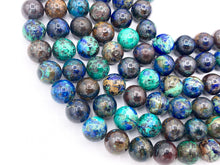 Load image into Gallery viewer, Grade AAA Natural Azurite Dark Blue Green Round Smooth Beads 6mm 8mm 10mm Around 15&quot;
