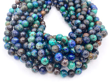 Load image into Gallery viewer, Grade AAA Natural Azurite Dark Blue Green Round Smooth Beads 6mm 8mm 10mm Around 15&quot;
