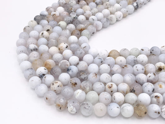 Australian White Opal Natural White Smooth Round Stone Beads 6mm 8mm 10mm 12mm Around 15"