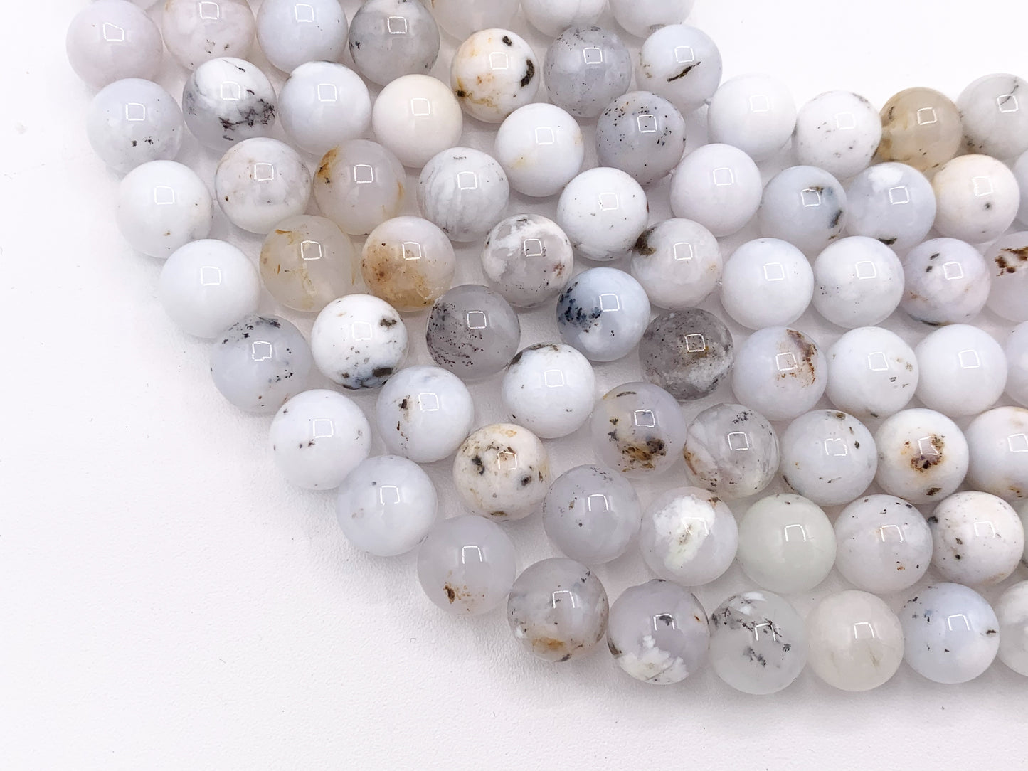 Australian White Opal Natural White Smooth Round Stone Beads 6mm 8mm 10mm 12mm Around 15"