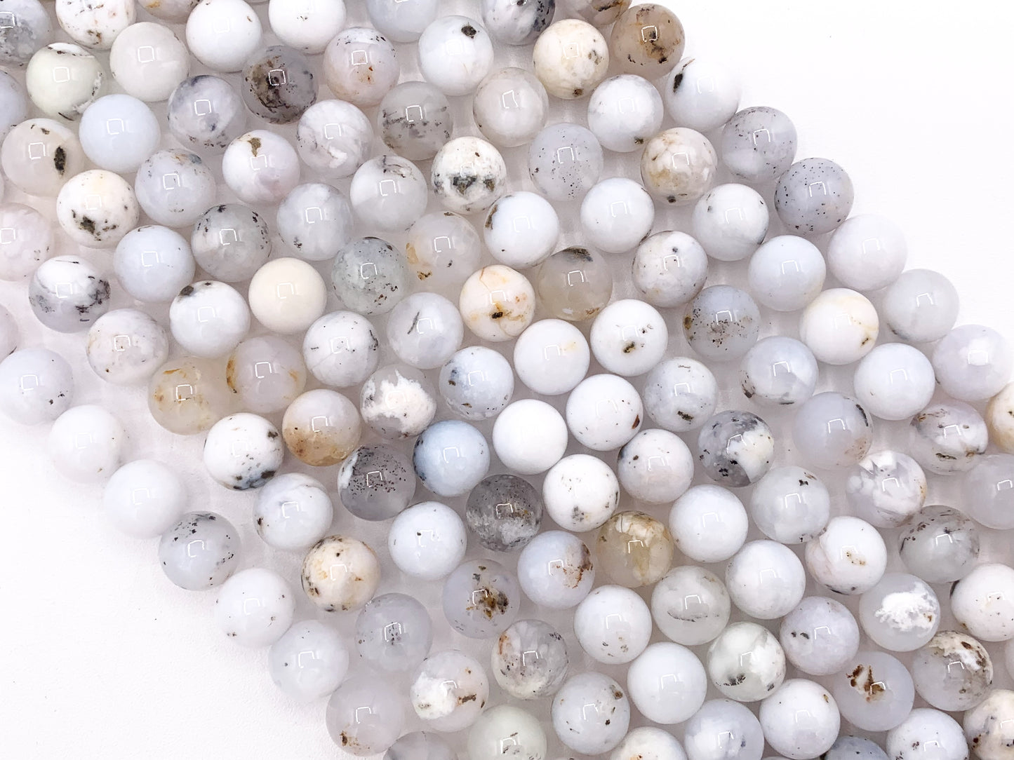 Australian White Opal Natural White Smooth Round Stone Beads 6mm 8mm 10mm 12mm Around 15"