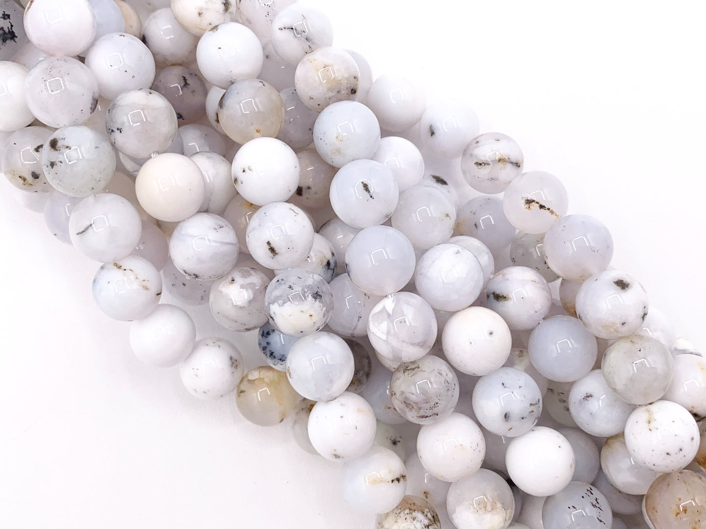 Australian White Opal Natural White Smooth Round Stone Beads 6mm 8mm 10mm 12mm Around 15"