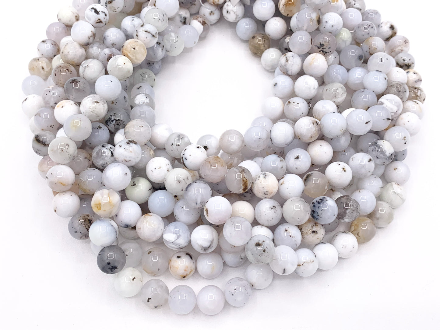 Australian White Opal Natural White Smooth Round Stone Beads 6mm 8mm 10mm 12mm Around 15"