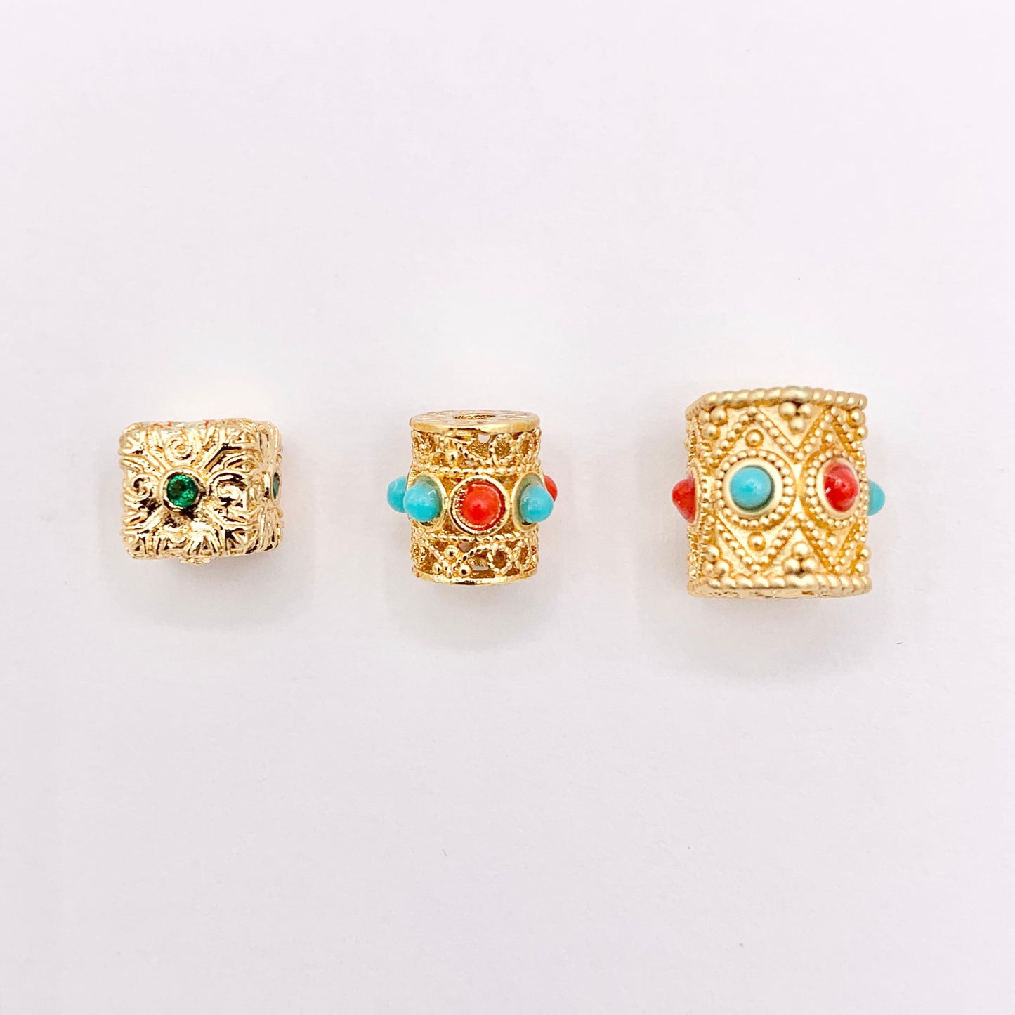 Cube & Tube Cylinder Spacers in Real 18K Gold Plated Over Brass | Small Space Gold Beads For Jewelry Making/Designs 10 PCS