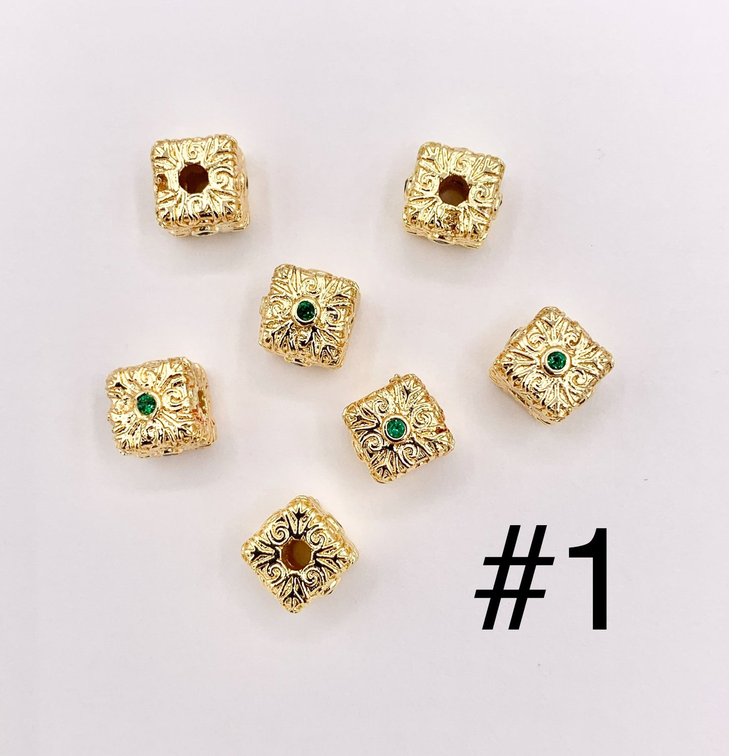 Cube & Tube Cylinder Spacers in Real 18K Gold Plated Over Brass | Small Space Gold Beads For Jewelry Making/Designs 10 PCS