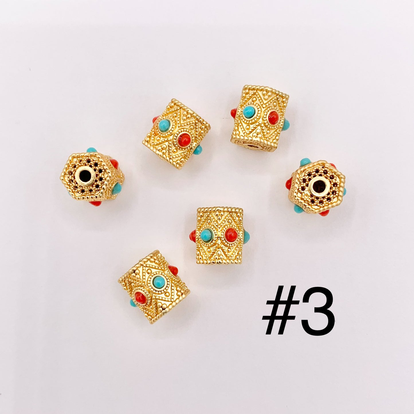 Cube & Tube Cylinder Spacers in Real 18K Gold Plated Over Brass | Small Space Gold Beads For Jewelry Making/Designs 10 PCS