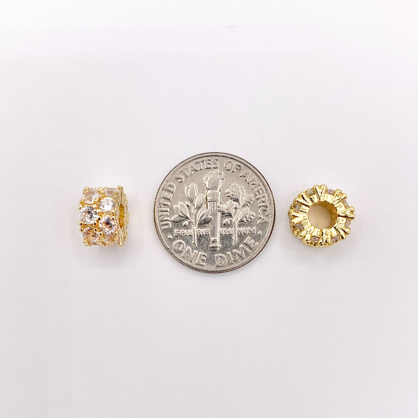 Baguette Spacer Beads | Real Gold 18K Plated Micro CZ Pave Tiny Barrel Space Beads Over Brass for Jewelry Making 10 PCS