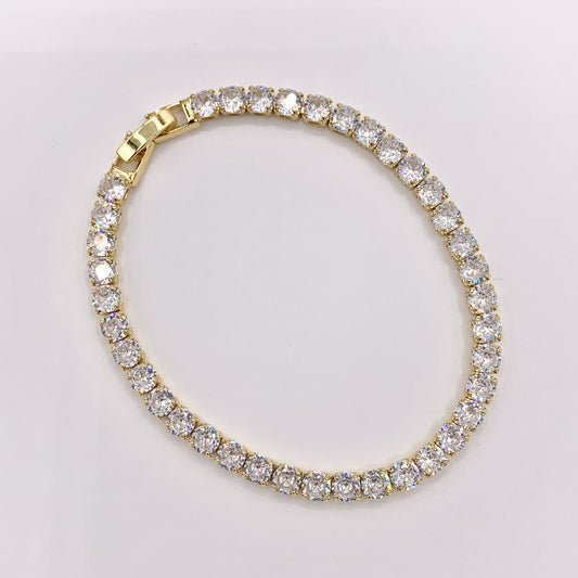 Delicate 18K Gold Plated Dainty Minimalist Fancy Tennis Rhinestone Cup Chain Bracelet 3 PCS