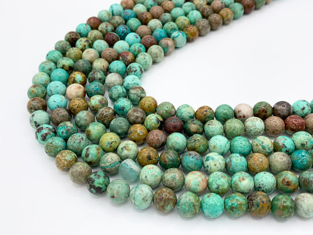 Grade AAA Peruvian Turquoise Round Smooth Shiny Natural Green Gemstone Beads 6mm 8mm 10mm Around 15