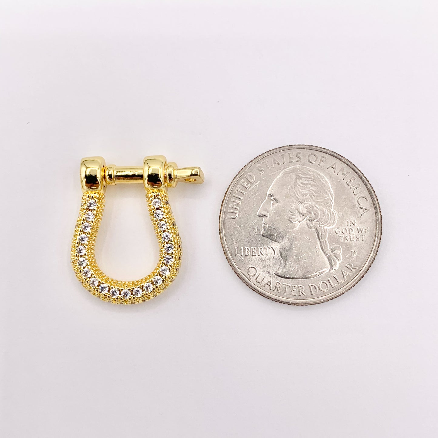 Horseshoe Carabiner Screw Clasps in 18K Gold Plated Copper With CZ Pave  5 PCS