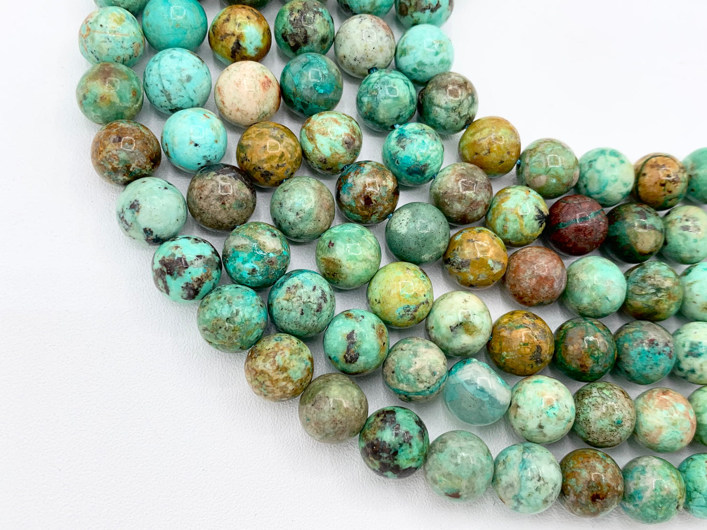 Grade AAA Peruvian Turquoise Round Smooth Shiny Natural Green Gemstone Beads 6mm 8mm 10mm Around 15"