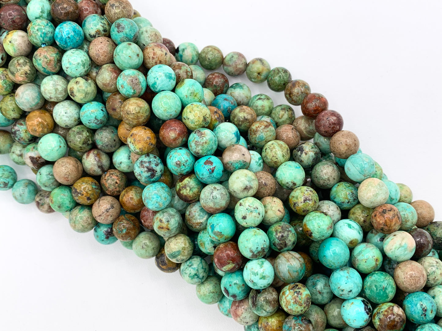 Grade AAA Peruvian Turquoise Round Smooth Shiny Natural Green Gemstone Beads 6mm 8mm 10mm Around 15"