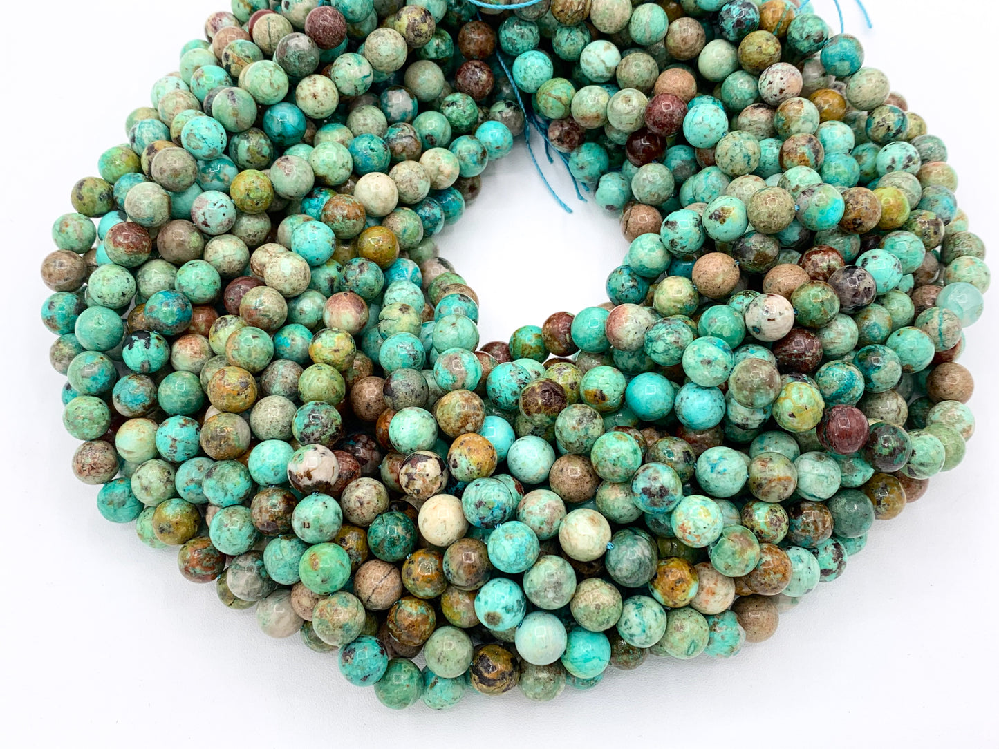 Grade AAA Peruvian Turquoise Round Smooth Shiny Natural Green Gemstone Beads 6mm 8mm 10mm Around 15"