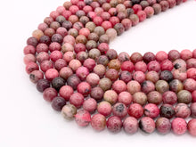 Load image into Gallery viewer, Zambian Rhodonite Round Smooth Shiny Natural Pink Gemstone Beads 5mm 7mm 9mm For Jewelry Making 15&quot;
