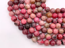 Load image into Gallery viewer, Zambian Rhodonite Round Smooth Shiny Natural Pink Gemstone Beads 5mm 7mm 9mm For Jewelry Making 15&quot;
