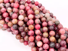 Load image into Gallery viewer, Zambian Rhodonite Round Smooth Shiny Natural Pink Gemstone Beads 5mm 7mm 9mm For Jewelry Making 15&quot;
