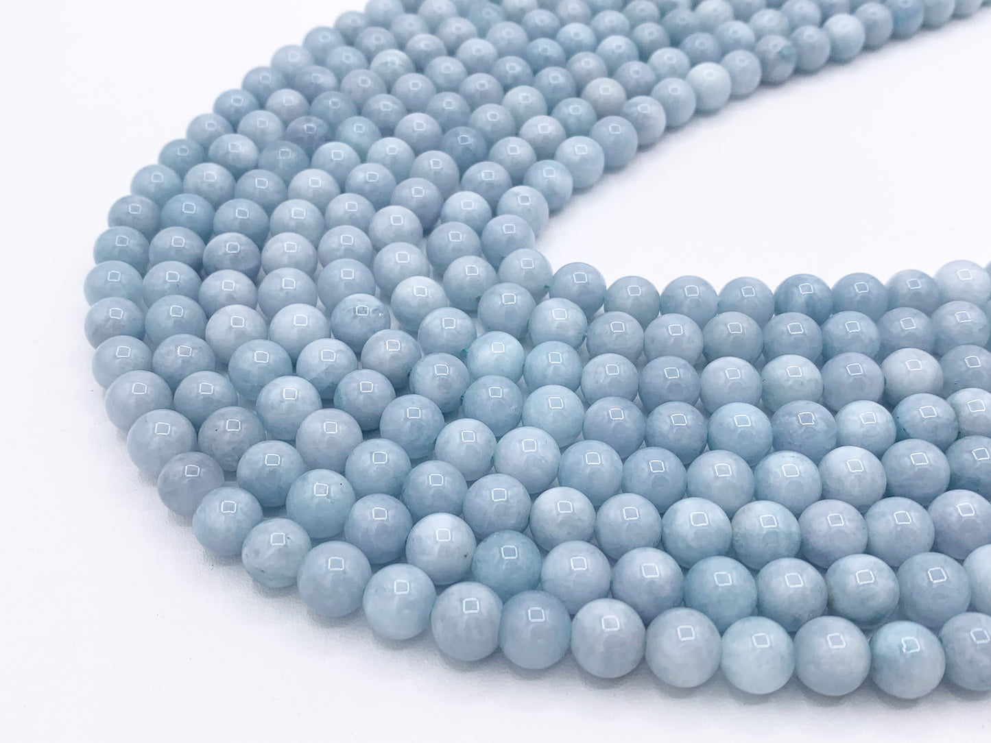 Grade AAA Sponge Quartz Beautiful Light Blue Round Smooth Gemstone Beads 6mm 8mm 10mm Around 15"