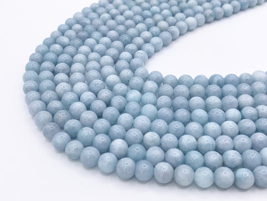 Grade AAA Sponge Quartz Beautiful Light Blue Round Smooth Gemstone Beads 6mm 8mm 10mm Around 15"