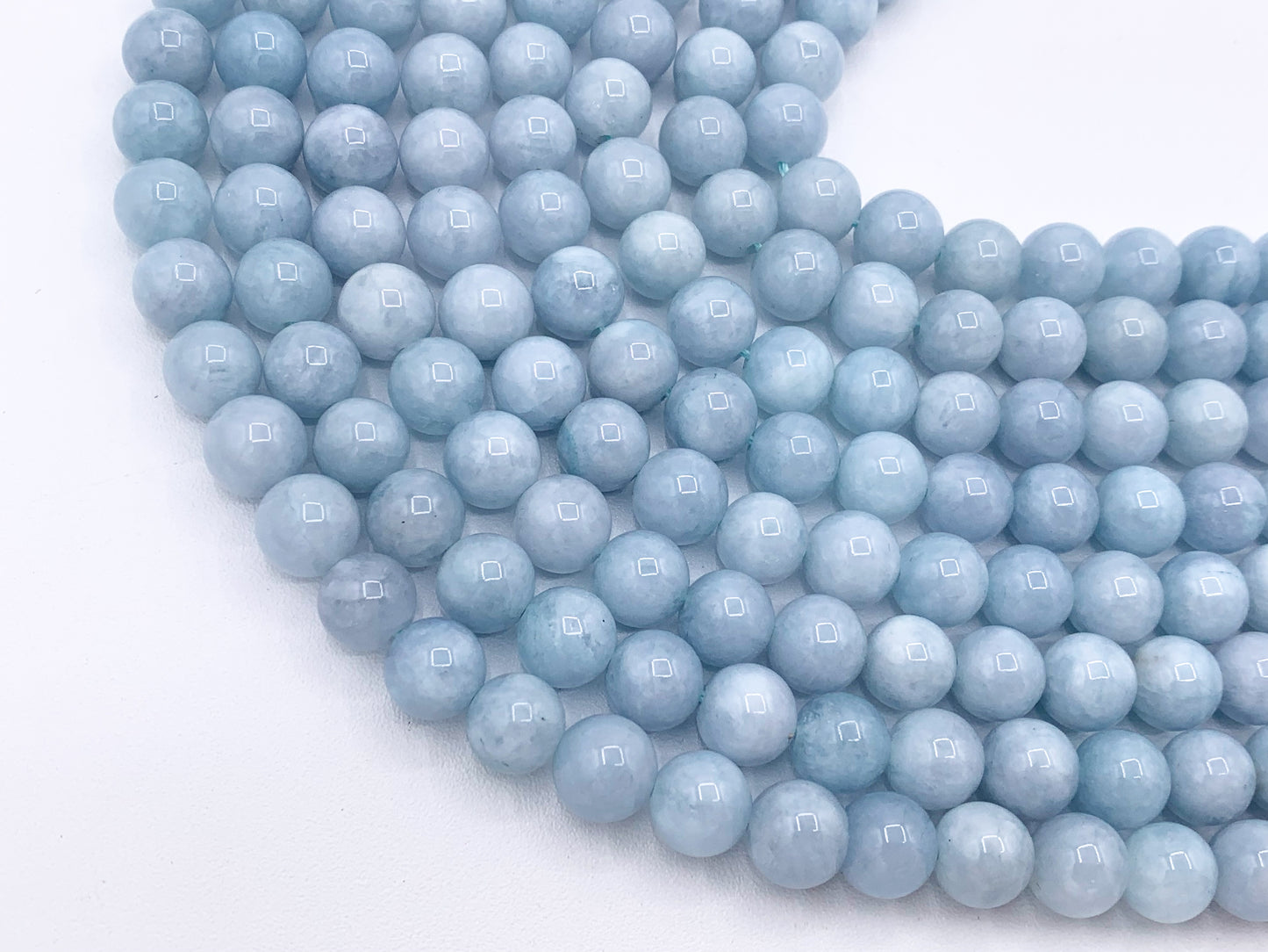 Grade AAA Sponge Quartz Beautiful Light Blue Round Smooth Gemstone Beads 6mm 8mm 10mm Around 15"