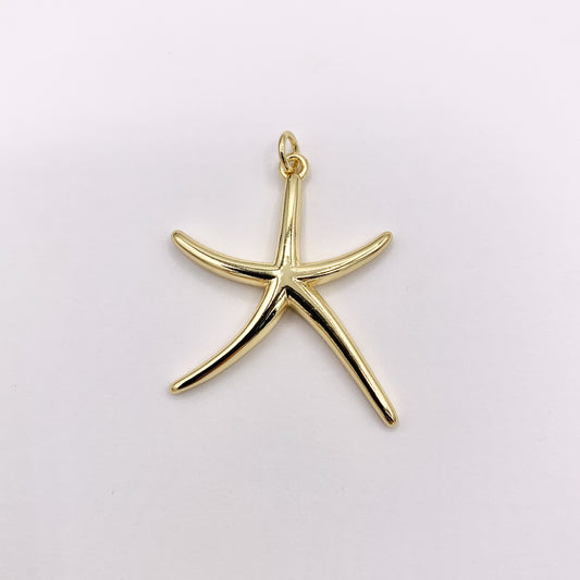 Large Starfish Charms Pendants Plated in 18K Gold Copper Base 8 PCS