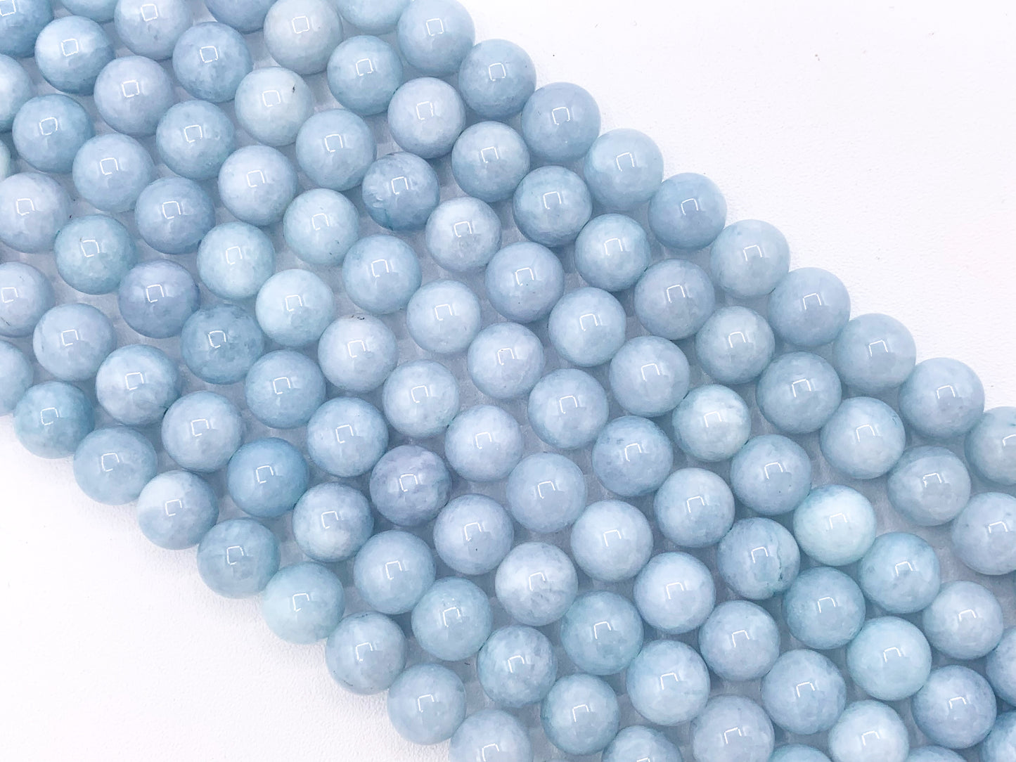 Grade AAA Sponge Quartz Beautiful Light Blue Round Smooth Gemstone Beads 6mm 8mm 10mm Around 15"