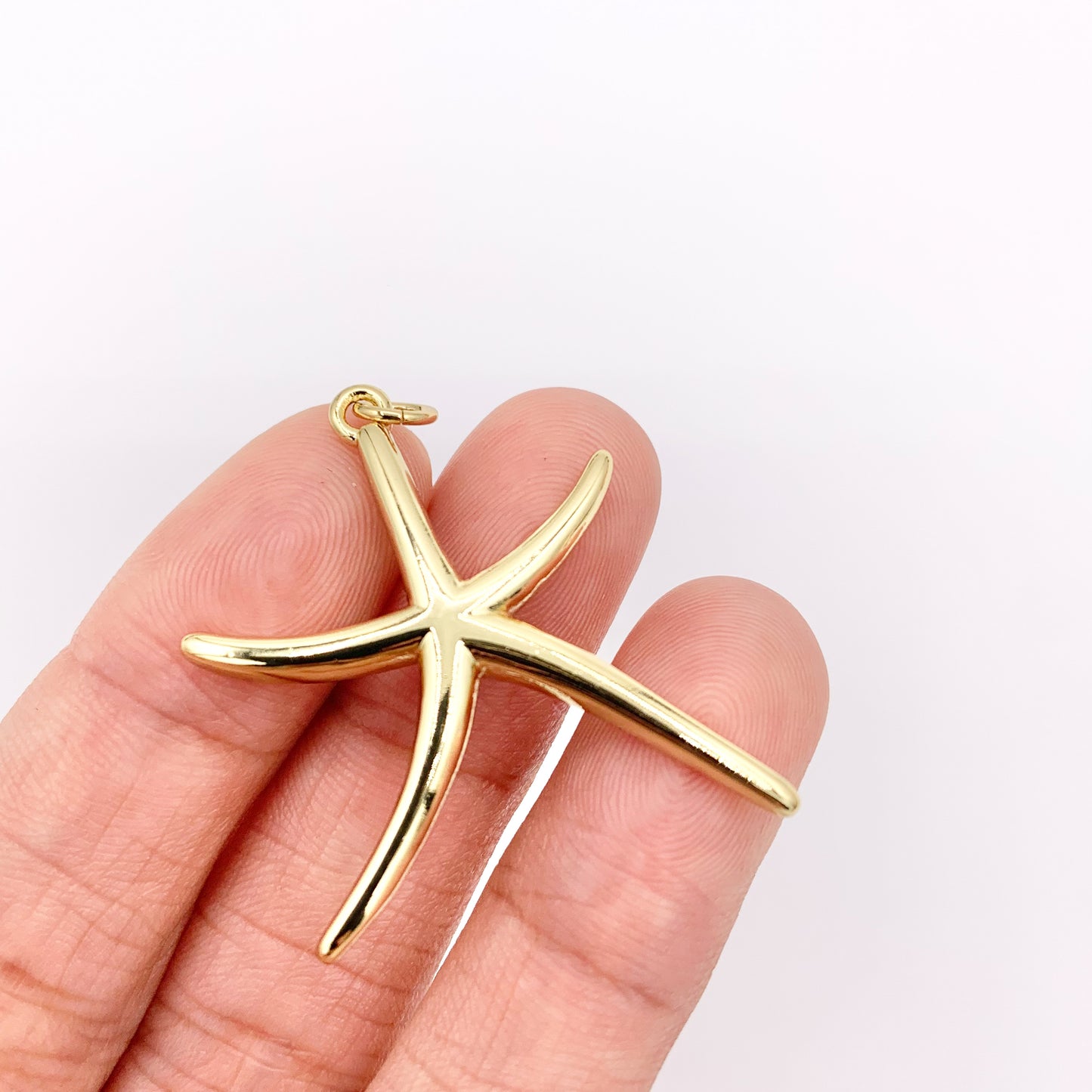 Large Starfish Charms Pendants Plated in 18K Gold Copper Base 8 PCS
