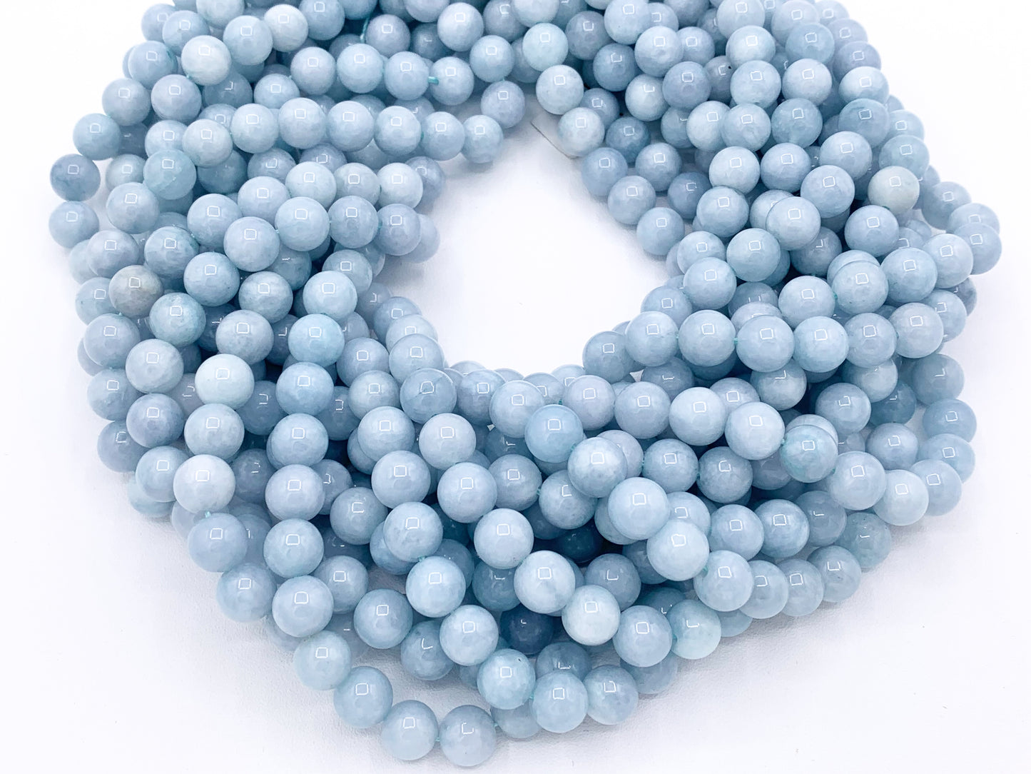 Grade AAA Sponge Quartz Beautiful Light Blue Round Smooth Gemstone Beads 6mm 8mm 10mm Around 15"