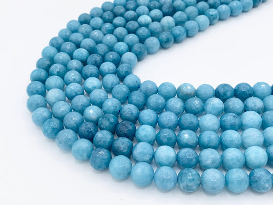 Grade AA Sponge Quartz Beautiful Light Blue Round Faceted Gemstone Beads 6mm 8mm 10mm Around 15"