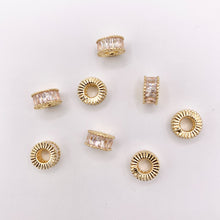 Cargar imagen en el visor de la galería, 7-8mm Baguette Spacer Beads | Real Gold 18K Plated Micro CZ Pave Tiny Tube Space Beads Over Brass for Jewelry Making 10 PCS
