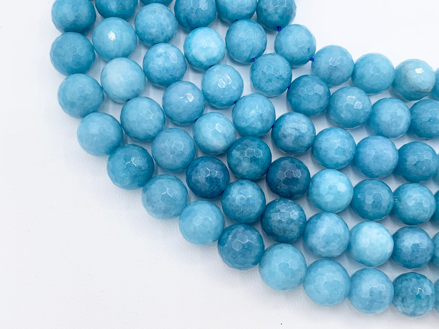Grade AA Sponge Quartz Beautiful Light Blue Round Faceted Gemstone Beads 6mm 8mm 10mm Around 15"