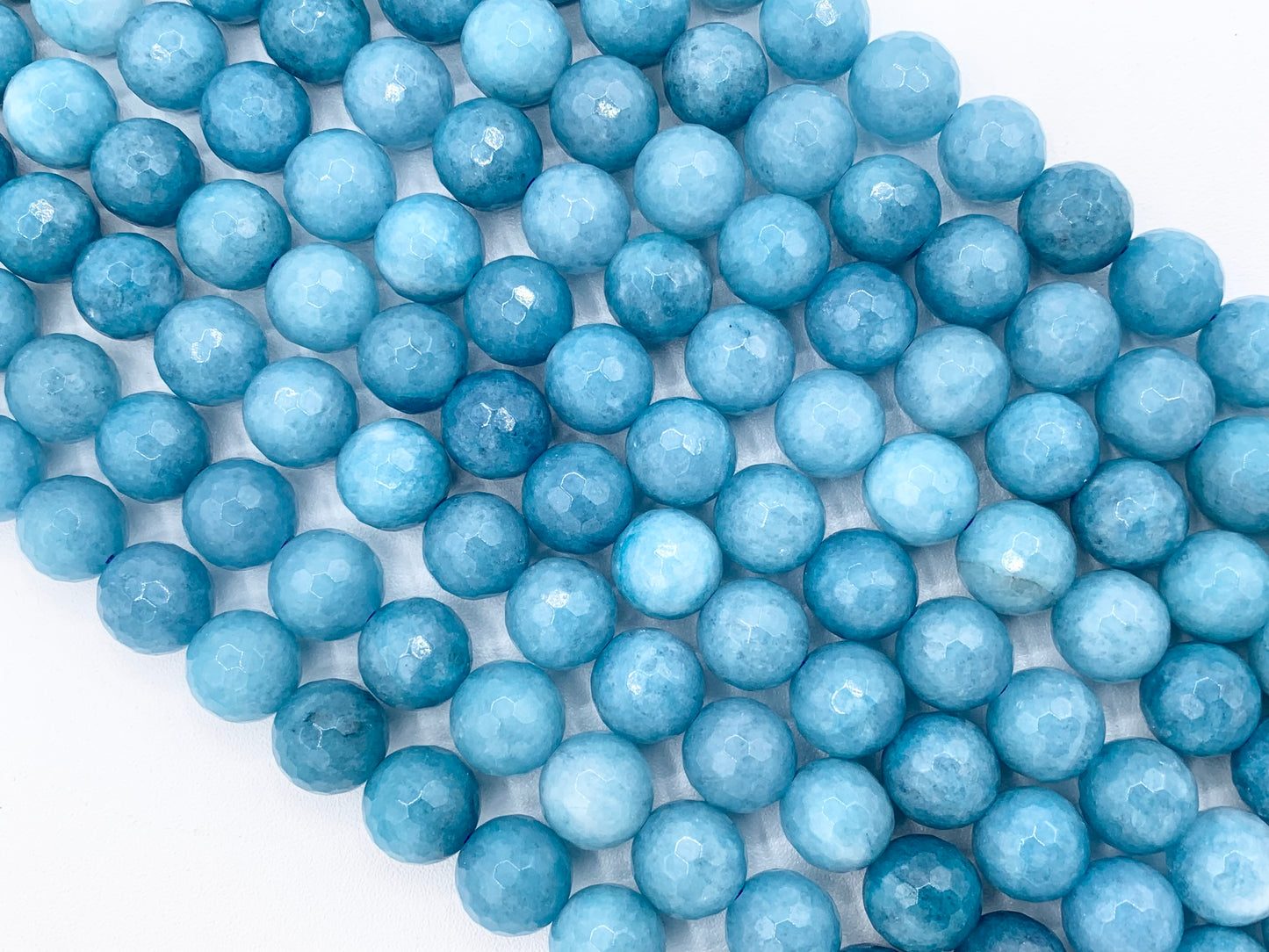 Grade AA Sponge Quartz Beautiful Light Blue Round Faceted Gemstone Beads 6mm 8mm 10mm Around 15"