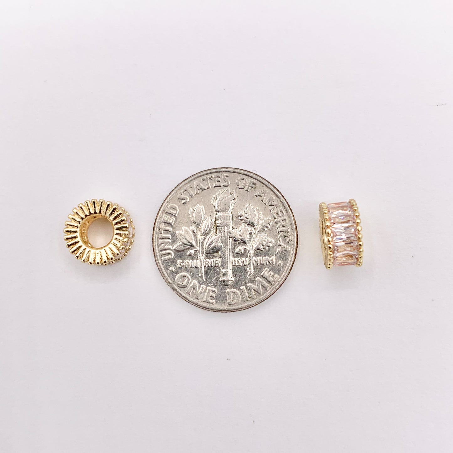 7-8mm Baguette Spacer Beads | Real Gold 18K Plated Micro CZ Pave Tiny Tube Space Beads Over Brass for Jewelry Making 10 PCS