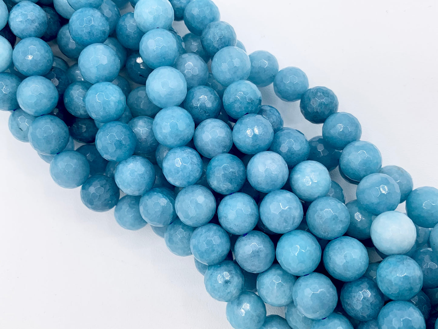 Grade AA Sponge Quartz Beautiful Light Blue Round Faceted Gemstone Beads 6mm 8mm 10mm Around 15"