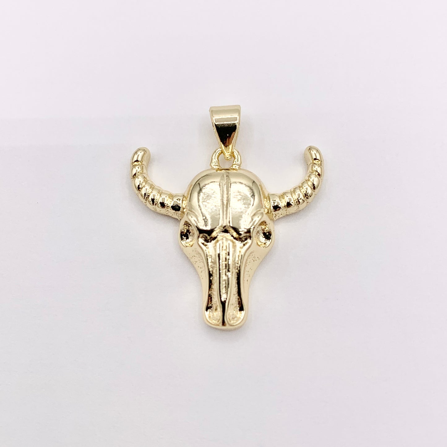 22x21mm Long Horn Steer Head Pendants High Quality Small Bull Head Charms in 18K Gold Plated Copper 10 PCS