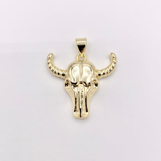 22x21mm Long Horn Steer Head Pendants High Quality Small Bull Head Charms in 18K Gold Plated Copper 10 PCS