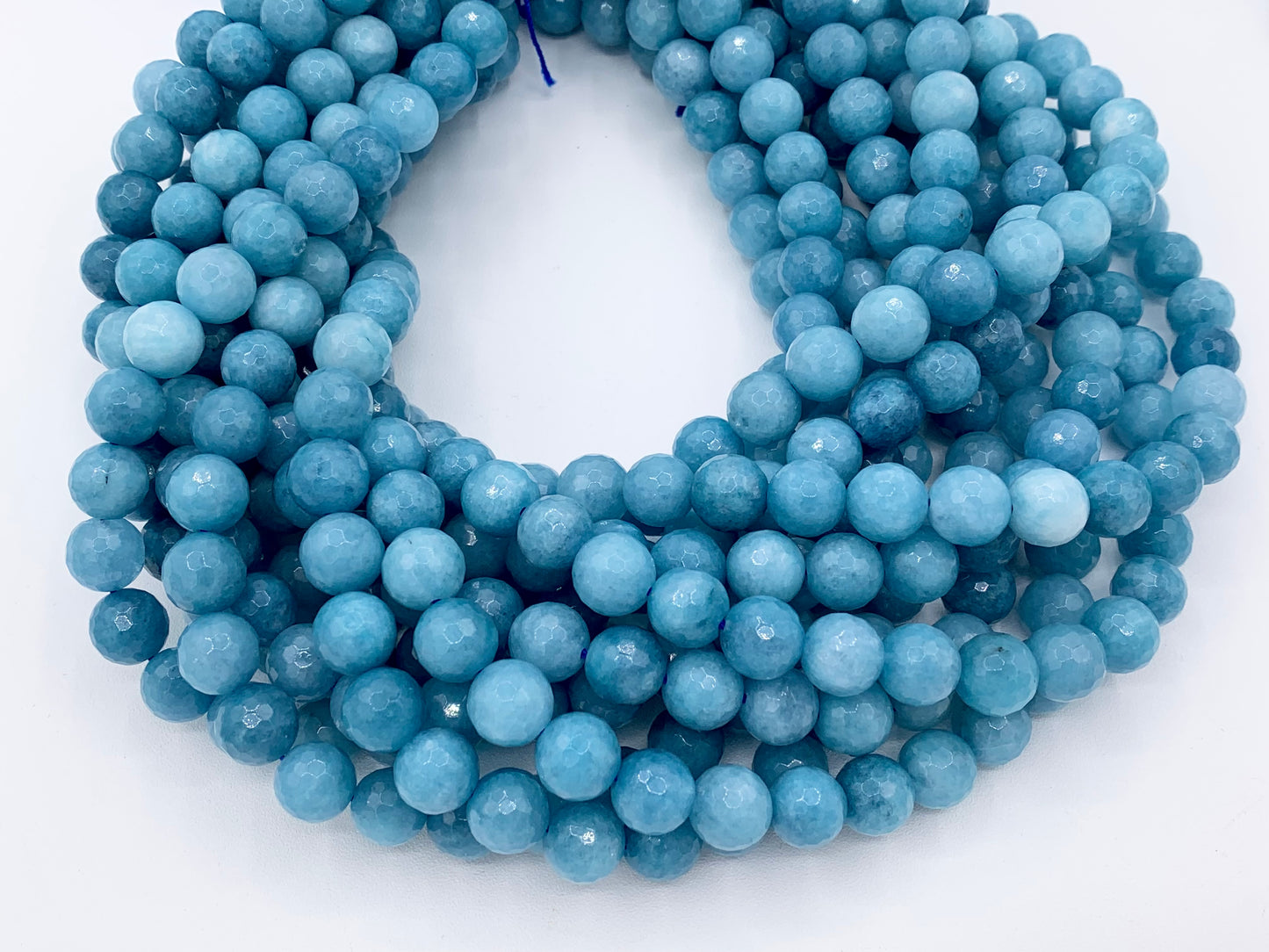 Grade AA Sponge Quartz Beautiful Light Blue Round Faceted Gemstone Beads 6mm 8mm 10mm Around 15"
