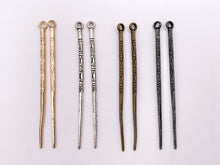 Cargar imagen en el visor de la galería, 66mm/2.5 inches Pewter Carved Stick Pendants Thin Long Stick Charm Bulk Order in Gold, Silver, Brass and Gunmetal 20 PCS
