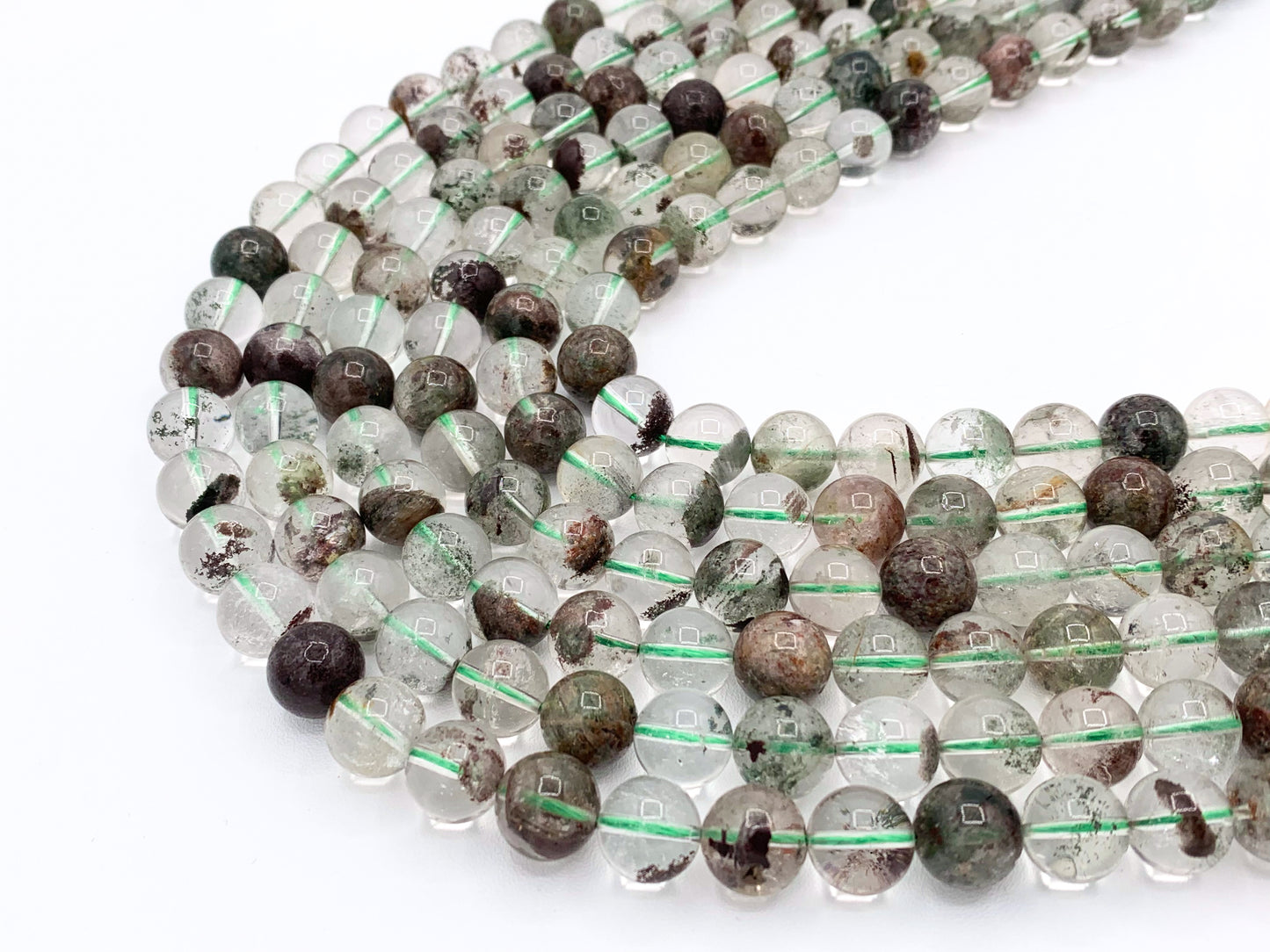 Natural Green Phantom Quartz Round Smooth Shiny Natural Gemstone Beads 6mm 8mm 10-11mm Around 15"