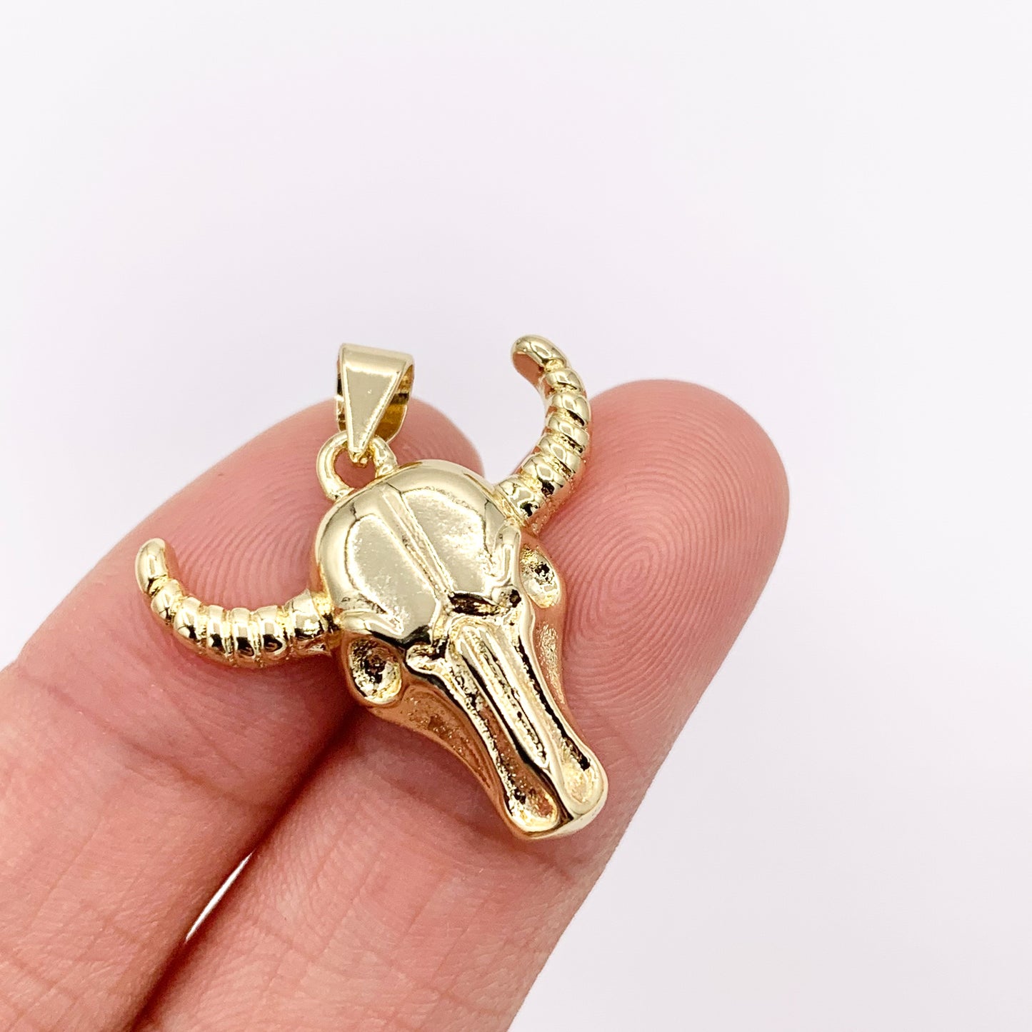 22x21mm Long Horn Steer Head Pendants High Quality Small Bull Head Charms in 18K Gold Plated Copper 10 PCS