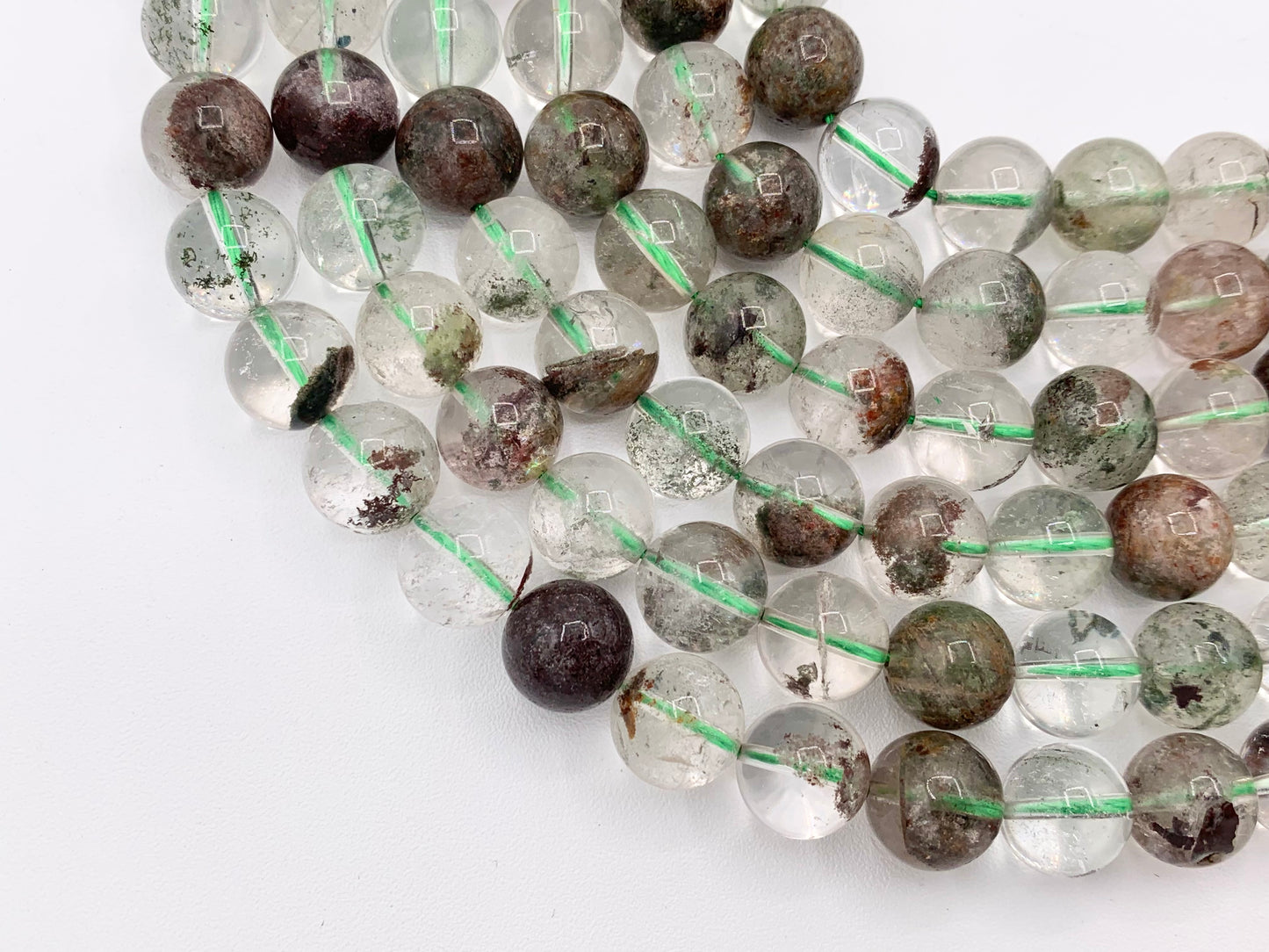 Natural Green Phantom Quartz Round Smooth Shiny Natural Gemstone Beads 6mm 8mm 10-11mm Around 15"