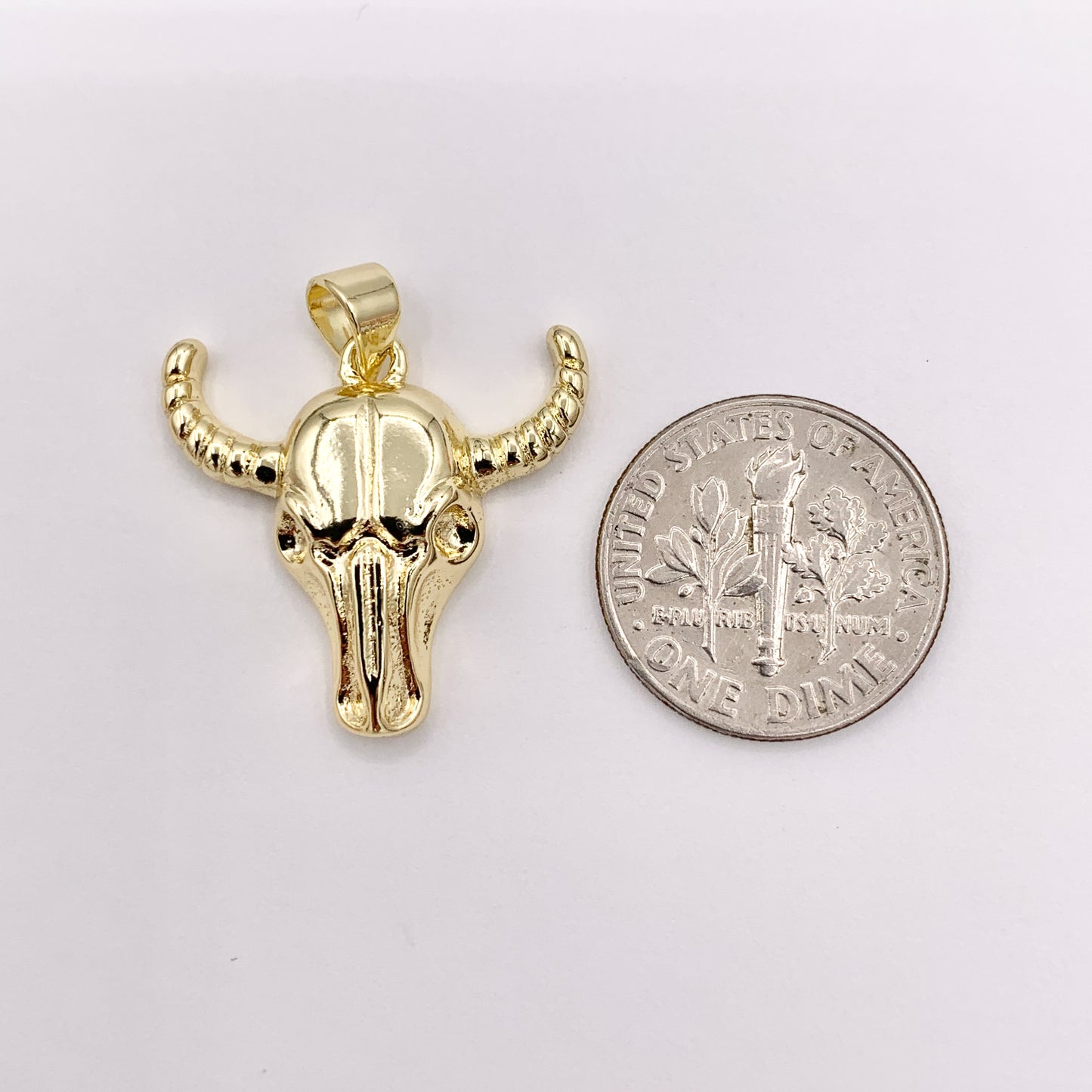 22x21mm Long Horn Steer Head Pendants High Quality Small Bull Head Charms in 18K Gold Plated Copper 10 PCS
